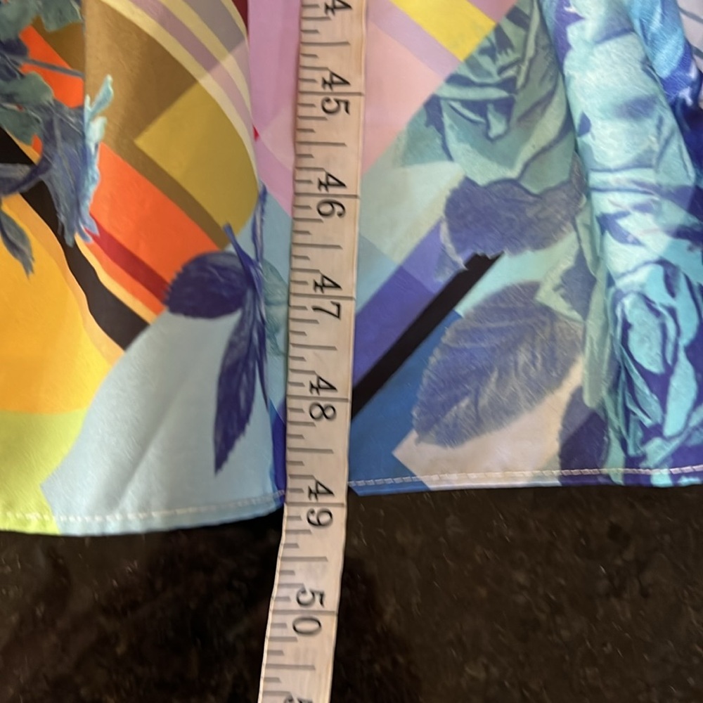 Tahari ASL Blue/Yellow Multi Floral Sleeveless Flounce-Hem Maxi Dress Size 8P - Picture 13 of 16